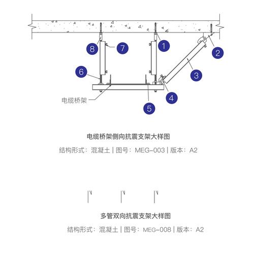 电缆桥架侧向抗震支吊架大样图